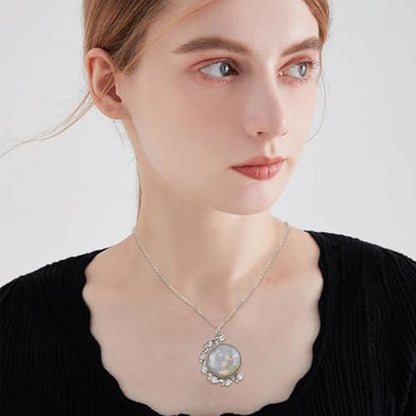 24Pcs 6 Sets Cabochon Necklace Kit Round Bezel Pendant Trays with Glass Cabochons Chain Double Sided Rhinestone Rotatable Charm for Jewelry Making Supplies DIY Necklace Birthday Gift Adults - Image 6