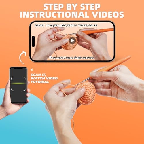 MOREJMTT Crochet kit for Beginners Adults, Learn to Crochet, Include Easy Knitting Soft Yarn, Step-by-Step Video Tutorial, Hook, Holiday Birthday Gift (Orange cat) - Image 4