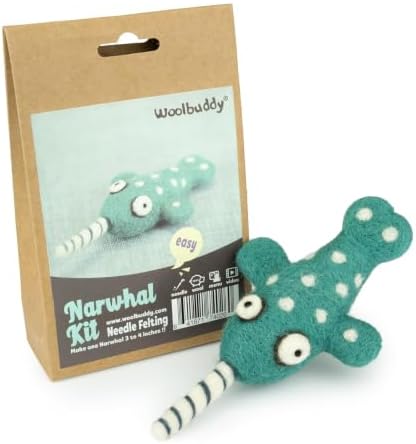Woolbuddy Needle Felting Starter Kit (Narwhal) for Adults with Tool & Guide by Woolbuddy