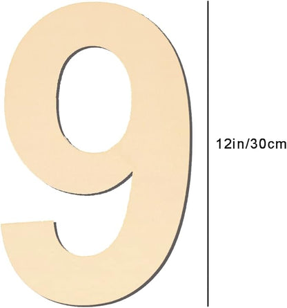 12 Inch Large Blank Wood Number 9 Unfinished Wood Slices Signs Board, Wooden Numbers for DIY Craft Projects, Birthday, Party, Wedding Decorations
