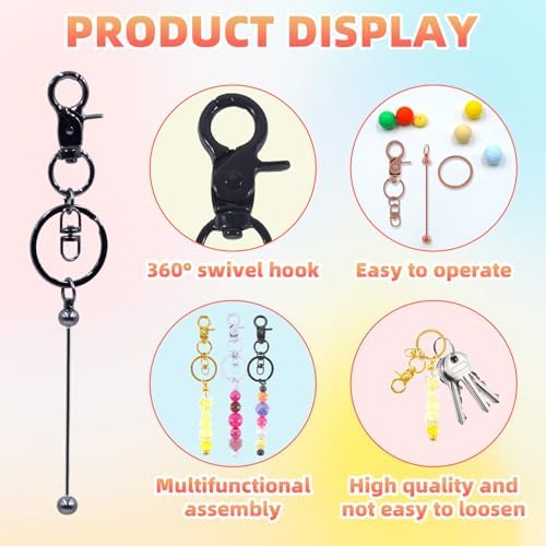 96 Pcs Beadable Keychains Bars bulk - 48 Multicolor DIY Metal Beaded Keychain Making Kit + 48 Bags Included, Bead Keychain Supplies,Blank Key Chain, Perfect for Women, Men, Mother's Day, Birthday Gift - Image 3