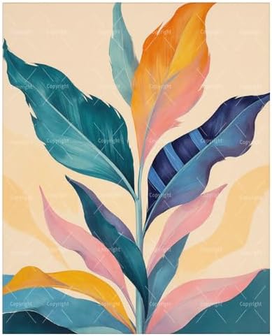 Botanical Paint By Numbers Kit For Adults - Diy Colorful Tropical Leaves Painting On Canvas 16X20 In, Acrylic Paint Set, Suitable For Beginners, Bedroom Art For Home Decoration Or Gifts, Unframed by Unknown