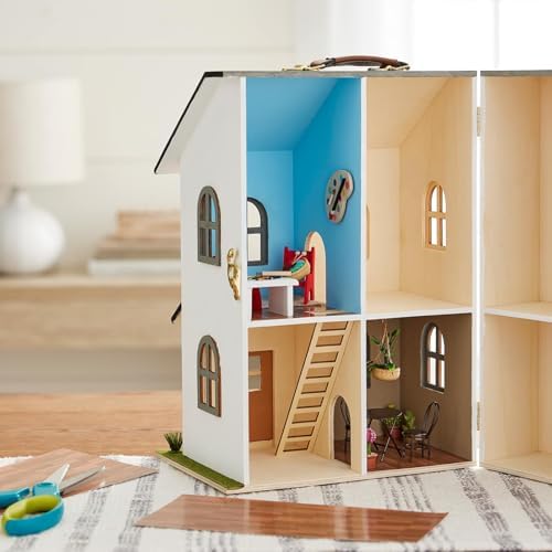 Make Market Dollhouse, Unfinished Two-Story Hinged Wood Craft Kit, Natural, 9" x 13", 1-Pack - Image 6