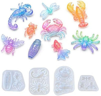 4 PCS Insect Silicone Resin Molds Set – 3D Bug Epoxy Casting Mold Kit by RESINGO