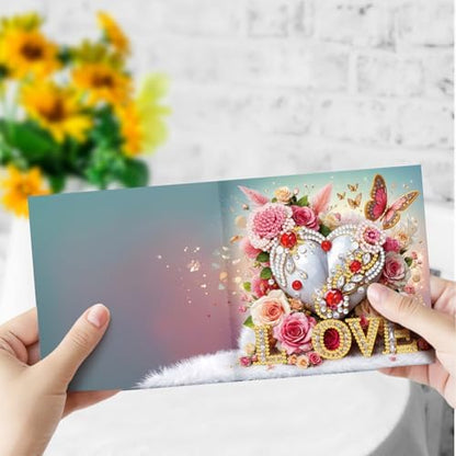 C'eitura Jeweled Heart Diamond Art Painting Greeting Cards, 6Pcs DIY Kit - Image 5