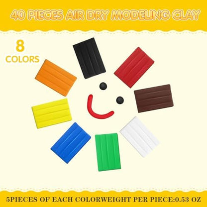 VioraWhite 40 Pcs 21 oz Air Dry Clay Bulk Modeling Clay,Classic Colors - Image 2