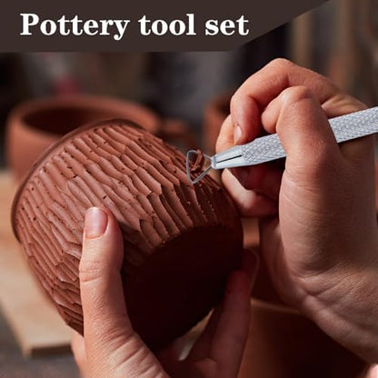 Glamorway Pottery Tools, 6-Piece Clay Sculpting Tools Set with Mini Aluminum Ribbon Loop Cutters for Carving, Trimming and Detail Work - Image 5