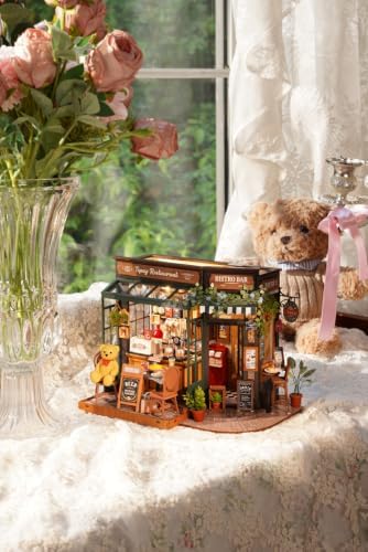 Rowood Miniature House Kits for Adults,DIY Mini House Building Set,Wooden Dollhouse Craft Kit with LED as Birthday (Tipsy Restaurant) - Image 3