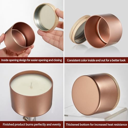 MGLIFEUL 8oz Candle Tins Jars Cans with Lids and Wax Wick for Making Candle - Image 5
