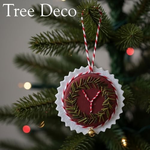 TenDawn Personalized Christmas Embroidery Ornament Kit, Set of 6 DIY Wreath Decorations with Customizable Letters – Handmade Holiday Ornaments for Tree & Gift – Rustic Christmas Decor - Image 3