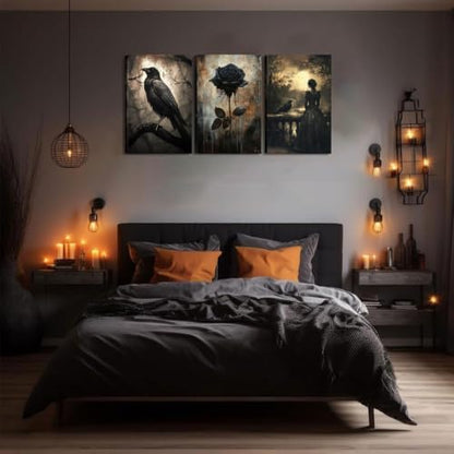 3 Pack Crow Paint by Numbers Kit for Adults Framed Canvas, Frameworkless - Image 6