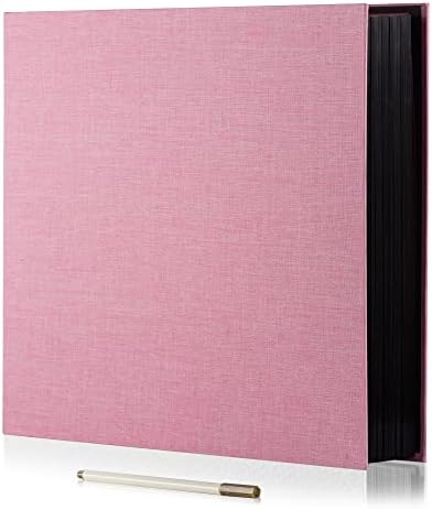 Photo Album Self Adhesive Scrapbook 3x5 4x6 5x7 6x8 Magnetic Album DIY Scrap Book 11x10.6 Inch 40 Black Sticky Pages Linen Cover DIY Photo Album(Pink) by HoneyTolly