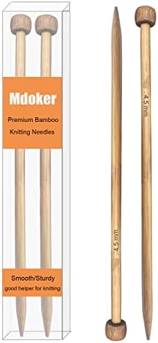 Mdoker Bamboo Knitting Needle Straight Single Pointed Sweater Knitting Needles 13.8-inch Length for Handmade DIY Knitting Projects,Size US 7(4.5mm) by Mdoker