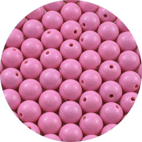 60pcs Acrylic Round Beads for Crafts 14mm Resin Candy Color Spacer Beads with Hole for Jewelry Making Sewing Crafts Decoration Necklaces Bracelets Earrings Supplies(Pink) by Unknown