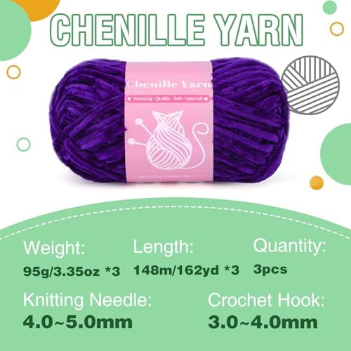 LUNARM Chenille Yarn for Crochet Knitting Chunky Blanket Velvet Yarn - Image 3
