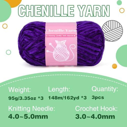 LUNARM Chenille Yarn for Crochet Knitting Chunky Blanket Velvet Yarn - Image 3