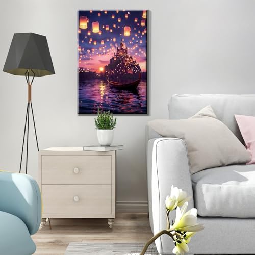 JOOZ Paint by Numbers Kit for Adults with Frame, Castle Paint by Number with Easel, DIY Sunset Boat Easy Paint by Numbers Landscape for Home Wall Decor 8 x 12 Inch - Image 5