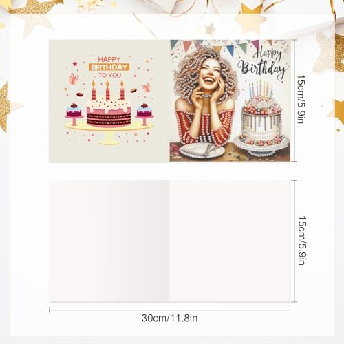 6pcs Diamond Painting Greeting Cards for Blessings and Wishes - Woman DIY Birthday card Special Shape Crystal Diamond Art Partial Mosaic Making Craft, Paper Material, for Christmas Thanksgiving Day - Image 2