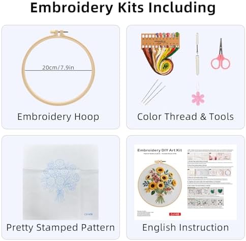 Herdiese Embroidery Kit for Beginners & Adults with Flower Pattern - Image 2