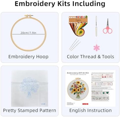 Herdiese Embroidery Kit for Beginners & Adults with Flower Pattern - Image 2