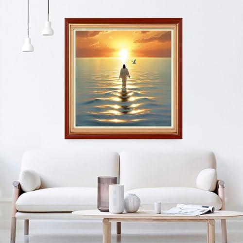 Joyhoor Cross Stitch Kits for Beginners Stamped Cross-Stitch Supplies Needlework preprint Embroidery Kits for Adults DIY Needlepoint Kit Embroidery Patterns 11CT-Jesus Sunrise 18×18 inch - Image 2