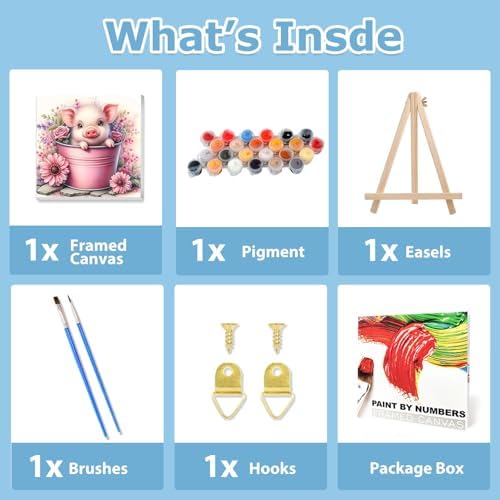 Pig Paint by Numbers Kit for Adults Beginner, Pig Paint by Numbers 10x10 in - Image 5