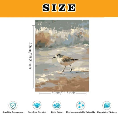 Coastal Bird Paint by Numbers Kit for Adults Framed Canvas, Frameworkless - Image 3