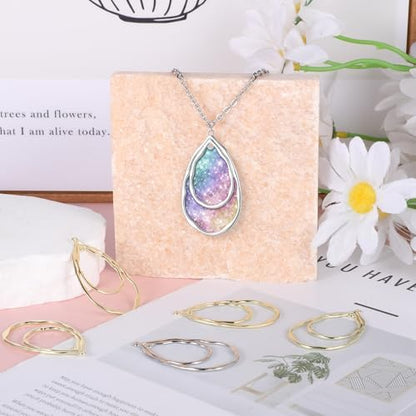 20 Pcs Teardrop Open Back Bezel Charms Pendants, 2 Colors Alloy Hollow Frame Open Back Teardrop Hollow Pendant Bezels for DIY Resin Epoxy Jewelry Making, Pressed Flower Craft (Gold, Silver) - Image 5