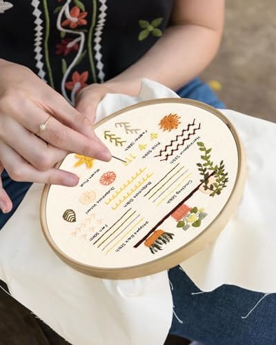 Santune 3 Sets Embroidery Kit for Beginners Adults,Learn Over 30 Different Stitches,DIY Cross Stitch Kits,Including Clear Instructions,Video Tutorials,Stamped Flower Patterns,Hoop,Color Threads,Tools - Image 2