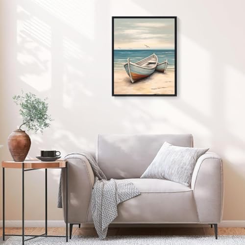 Natuyalo Boat Paint by Numbers Kit for Adults - Beach Seascape Paint by Number on Canvas Without Frame, DIY Acrylic Painting for Ideal Gift Home Wall Decor (16x20 Inch) - Image 3