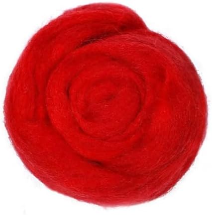 Catopia Wool Roving Yarn, 100G/3.53OZ Soft Felting Wool Pure Chunky Roving Yarn Bulk for Needle Felting Knitting Blanket Spinning Weaving DIY Craft,Red by Catopia