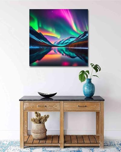 TOCARE Framed Paint by Numbers Kit for Adults Beginners,12x12inch Easy Aurora Paint by Number with Frame,Northern Lights Paint by Numbers Framed Canvas(Without Easel) - Image 7