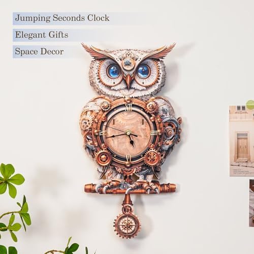 3D Puzzles for Adults, Cute Owl Wall Clock 3D Wooden Puzzles Clock Kits for DIY Birthday Gift for Women Men Home Decor Holiday Christmas - Image 3