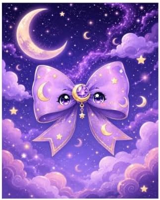 Lyngora Paint by Numbers Kit for Adults Beginner Art Decor Purple Moon Bow by Unknown