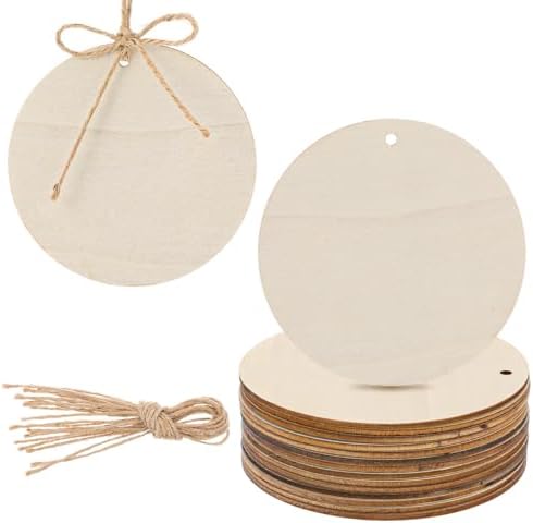 10PCS Wood Circles for Crafts 4 Inch Wood Rounds Wooden Circles for Crafts Wood Ornament Blanks Wooden Discs with 10 Strings for DIY Painting Crafting Party Christmas Home Decor Gift Tags by Unknown
