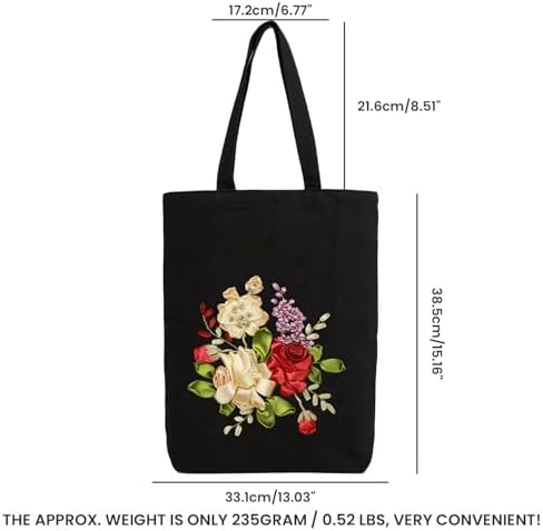 CREAWONDER Canvas Tote Bag Embroidery Kit with Pattern for Beginners, Arts and DIY Embroidery Crafts Kits for Adults, Include Instructions, Embroidery Hoops, Color Threads and Tool - Image 6