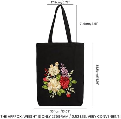 CREAWONDER Canvas Tote Bag Embroidery Kit with Pattern for Beginners, Arts and DIY Embroidery Crafts Kits for Adults, Include Instructions, Embroidery Hoops, Color Threads and Tool - Image 6