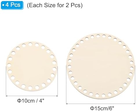 PATIKIL 4"/6" Diameter Crochet Basket Bottom, 4Pcs Round Blank Crochet Knitting Wooden Base for DIY Craft Weaving Basket Making Supplies Home Decoration, Wood Color - Image 2