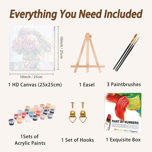 AUKELHJ Framed Paint by Numbers Kit for Adults, Hydrangea, 10x10 inch - Image 5