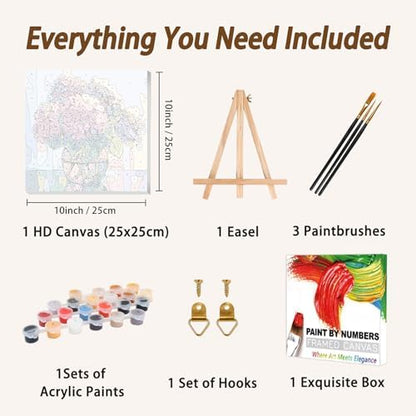 AUKELHJ Framed Paint by Numbers Kit for Adults, Hydrangea, 10x10 inch - Image 5