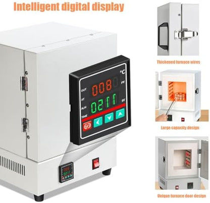 2000W Electric Kiln for Pottery at Home, 2102℉/1150℃ Muffle Furnace Heat Treat Oven with Digital Controller for Jewelry Making, Glass Fusing, Metal Clay, Wax Casting, Burnout, Ceramic & DIY - Image 4