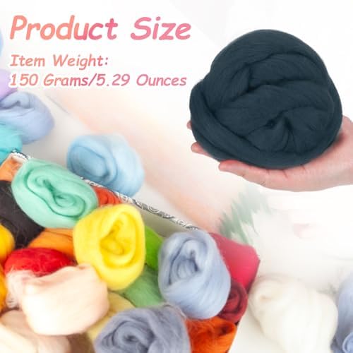 PATIKIL Wool Roving Yarn, 150G/5.3OZ Soft Felting Wool Pure Chunky Roving Yarn Bulk for Needle Felting Knitting Blanket Spinning Weaving DIY Craft, Gray Blue - Image 2