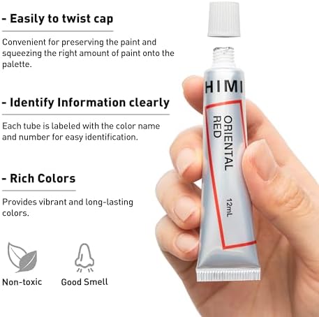 HIMI Watercolor Paint Set, – Complete 24 Colors Watercolor Tube, 12 Colors Metallic Watercolor Paint, Brushes, Watercolor Pad, Palette, Foldable Frame - Image 4