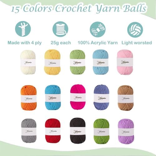 Yarniss Crochet Kits for Beginners,Complete Crochet Kit with Bag,Mint - Image 4
