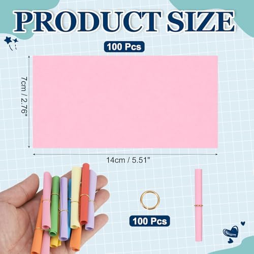 MECCANIXITY 100Pcs Message Paper Scrolls 7x14cm Lucky Wishing Pink - Image 2