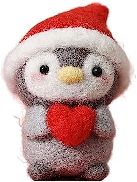 Funny Festive Christmas New Year Wool Needle Felting Starter Kit, Animal Needle Felting Kit, Non-Finished Felt Penguin Craft Kit, Lovely Penguin Needle Felting Kit for Beginners, 2 Set - Image 3