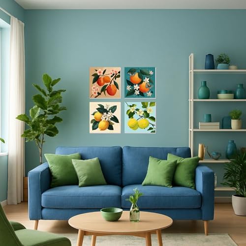 4 Pack Framed Paint By Numbers Kit for Adults Beginner Fruit Adult Paint By Number Kits on Canvas Green Plant Painting By Numbers for Adults with Frame Diy Painting Kits for Home Wall Art 8x8 Inch - Image 5