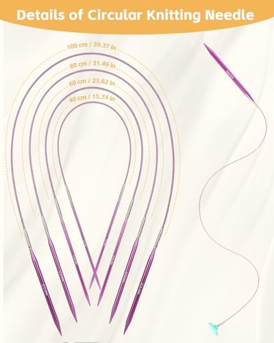Aeelike Interchangeable Knitting Circular Needles 3-10.0mm, Purple Heart - Image 5