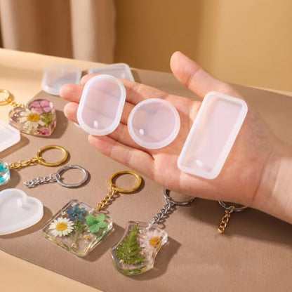 24PCS Resin Keychain Molds Resin Ring Mold Molds for Epoxy Resins 6 Shapes - Image 4