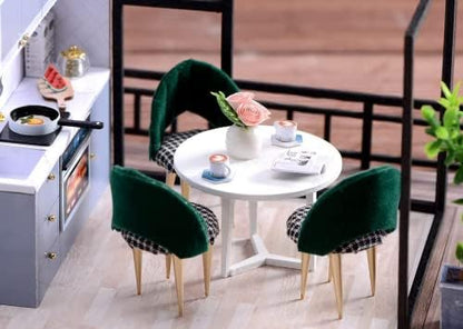 CUTEROOM DIY Miniature Dollhouse Kit with Furniture, Wooden Doll House Kit with LED Lights (L032) - Image 4